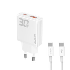 Een 30W USB-A Network Charger - USB-C met een USB-C-kabel - wit