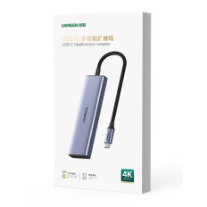 6W1 HUB USB-C Adapter - HDMI / USB-A / SD-kortleser TF - Grå