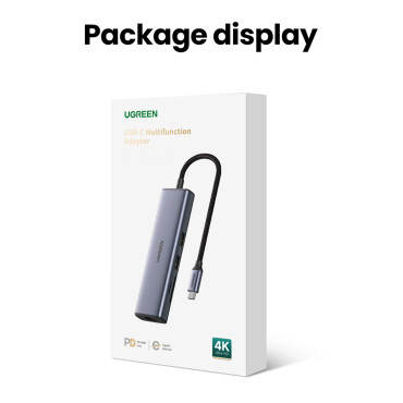 Hub USB-C Adapter - USB-A / HDMI / RJ45 / SD og TF / USB-C-kortleser PD 100W - Grå