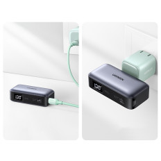 PowerBank 5000MAH integrēta USB-C (vīrietis) / USB-C (sieviete) savienotājs - pelēks