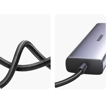 Hub USB-C Adapter - USB-A / HDMI / RJ45 / SD og TF / USB-C-kortleser PD 100W - Grå