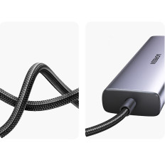 Hub USB-C adapter - USB-A / HDMI / RJ45 / SD i TF / USB-C čitač kartica PD 100W - Gray