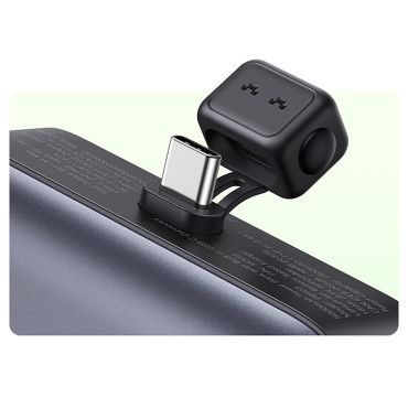 PowerBank 5000MAH integrēta USB-C (vīrietis) / USB-C (sieviete) savienotājs - pelēks