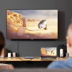 Hub USB-C Adapter - USB-A / HDMI / RJ45 / SD og TF / USB-C-kortleser PD 100W - Grå