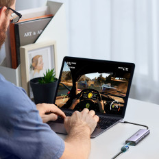 HUB USB-C Adapter - USB-A / HDMI / RJ45 / SD ja TF / USB-C-kaardi lugeja PD 100W - hall