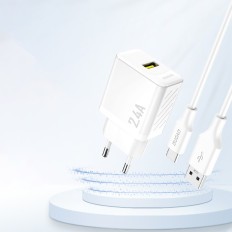Caricatore di rete 2.4a USB-A - Bianco