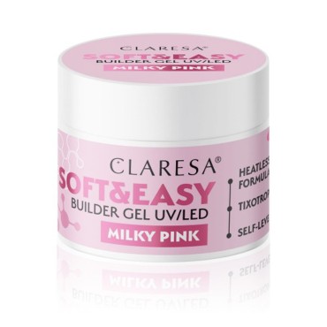 Claresa builder gel Soft & Easy gel milky pink 45g — front view