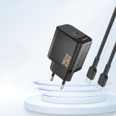 Sieťový nakladač 25W USB-C Gan - čierna