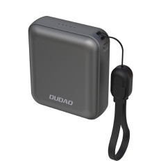 PowerBank K22 + 10000mAh ar 22,5W USB-C kabeļu kulonu - pelēks