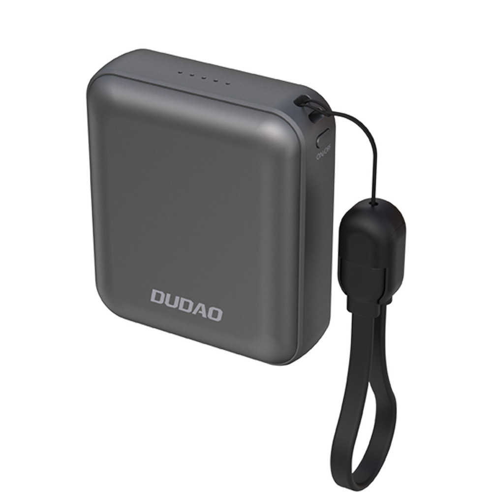 PowerBank K22 + 10000mAh ar 22,5W USB-C kabeļu kulonu - pelēks