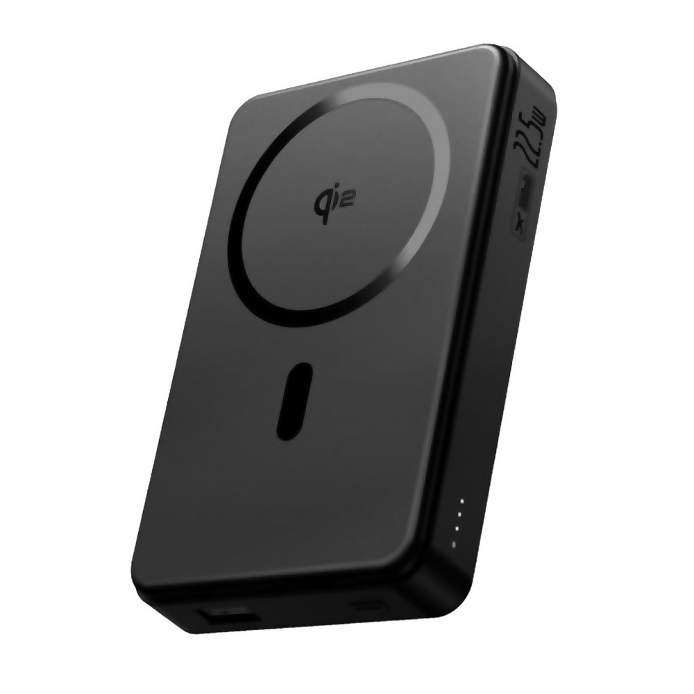 PowerBank Airpow II 10000mAh Qi2 Magsafe 22,5W com USB-C 20V 3A 30cm Cable - Preto