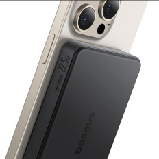 PowerBank Airpow II 10000mAh QI2 Magsafe 22.5w mit USB-C 20V 3A 30 cm Kabel - schwarz