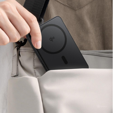 PowerBank Airpow II 10000mAh Qi2 Magsafe 22,5W com USB-C 20V 3A 30cm Cable - Preto