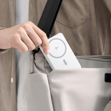 Powerbank Airpow II 10000mAh Qi2 Magsafe 22.5W con cable USB-C 20V 3A 30 cm - Blanco
