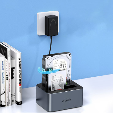 Estação de acoplamento 6626C3-C-V1 com clonagem offline em 2 discos 2.5 '' / 3.5 '' SATA HDD / SSD - Gray