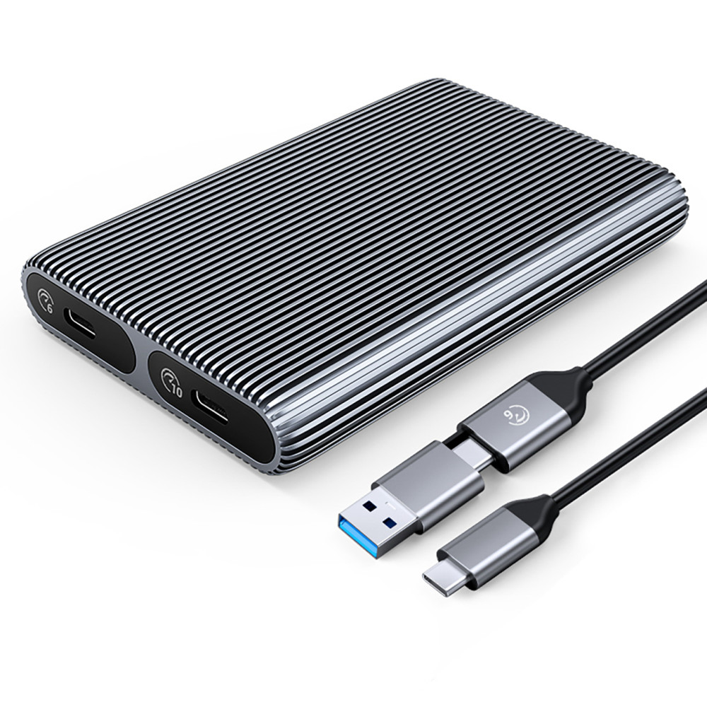 AM2C3-2SN korpuso kišenė dviems M.2 SATA + NVME USB-C 10GB / S - pilka