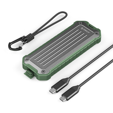 Bolso de disco tático reforçado OTPX-G2 M.2 NVME / SATA SSD USB-C - Gray-Green