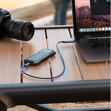 Förstärkt taktisk diskficka Oxs2C3-G2 M.2 NVME / SATA SSD USB-C - Grå
