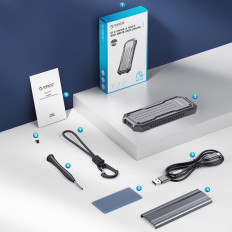 Förstärkt taktisk diskficka Oxs2C3-G2 M.2 NVME / SATA SSD USB-C - Grå