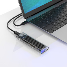 Pockethuis voor TCM2-C3 M.2 NVME op USB-C 10 GB / s - Zwart en transparant