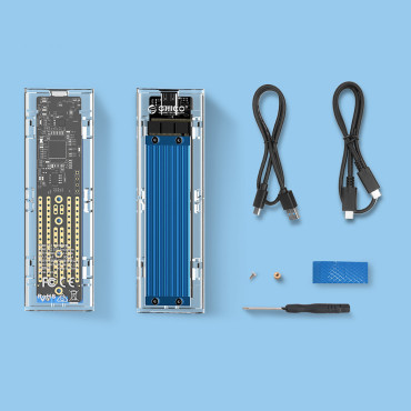 Kišeninis korpusas TCM2-C3 M.2 NVME apie USB-C 10GB / S - mėlyna skaidri