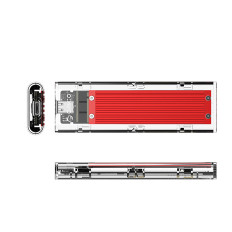 Habitação de bolso no TCM2-C3 M.2 NVME em USB-C 10GB / S - Red-Transparente