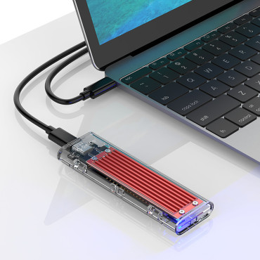 Puzdro na Pocket na TCM2-C3 M.2 NVME na USB-C 10 GB / S - Red-transparentné