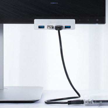 HUB MH4PU distributer za sponko za desk monitor 4x USB-A - srebro