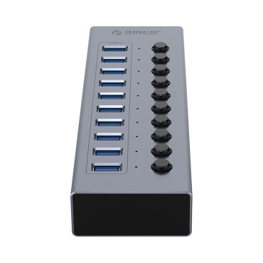 Hub BT2U3-10AB med 10x USB-A-brytere - Grå