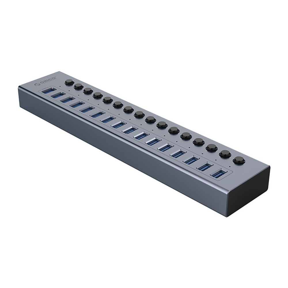 Hub BT2U3-16AB med 16x USB-A-brytere - Grå