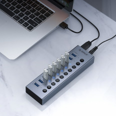 HUB BT2U3-16AB med 16x USB-A-omkopplare - Grå