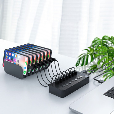 Hub CT2U3-16AB med 16x USB-brytere - Svart