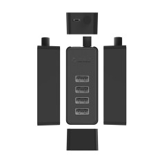 Hub Distributør W5P-U2-100 4x USB-A MicroUSB 5V 1M - Svart