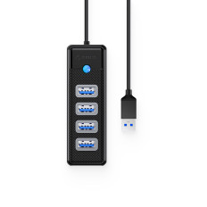 HUB PW4U-U3 Distribuidor USB-A - 4x USB-A - Negro