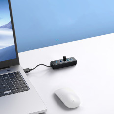 Hub PW4U-U3 Distributor USB-A - 4x USB-A - black