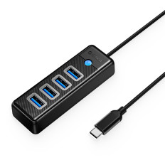 Hub PW4U-C3 Distributor USB-C - 4x USB-A - Schwarz