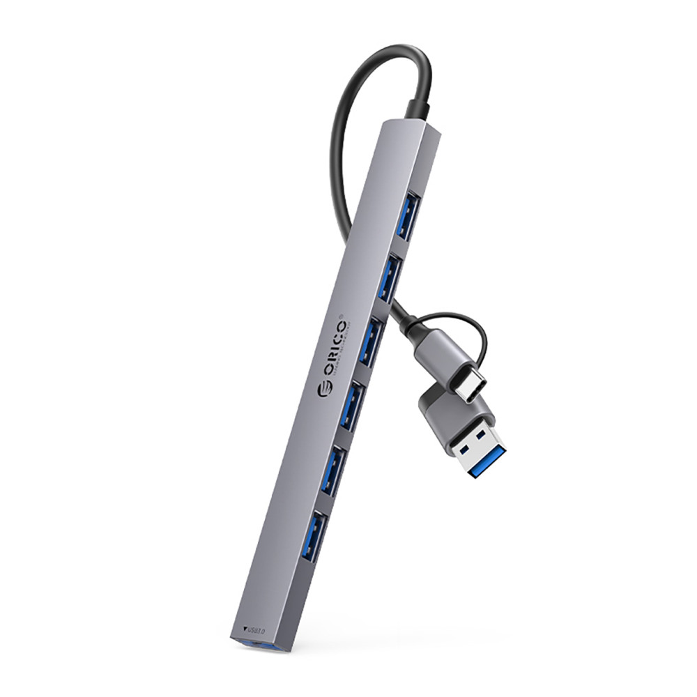 HUB YSA2-U3 USB-A / USB-C dokovací stanice pro 7x USB-A - šedá