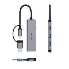 Hub YSA5-U3 USB-A / USB-C-dokkingstasjon for 4x USB-A - Grå