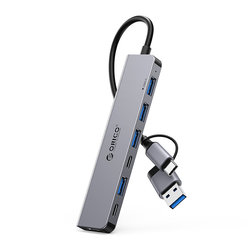 HUB YSA7-U3 USB-A / USB-C Docking Station op USB-A USB-C - GRIJS