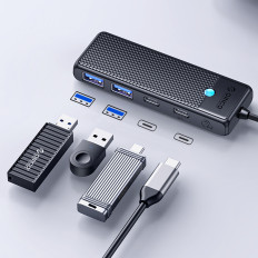 Hub Papw2ac-C3 USB-C distributør på USB-A USB-C - Svart