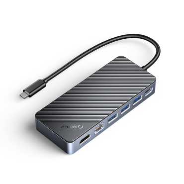 Hub OM28PR-G2 Docking Station med lomme for disk M.2 USB-C - USB-A USB-C HDMI Ethernet - Svart