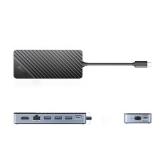HUB OM28PR-G2-telakointiasema taskulla levyyn M.2 USB-C - USB-A USB-C HDMI Ethernet - musta