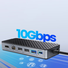 HUB OM28PR-G2-telakointiasema taskulla levyyn M.2 USB-C - USB-A USB-C HDMI Ethernet - musta