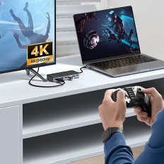 Hub OM28PR-G2 Docking Station med lomme for disk M.2 USB-C - USB-A USB-C HDMI Ethernet - Svart