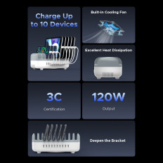 Intelligent Laddningsstation DUK-10P-V1 för 10x USB-A-tabletter - Vit