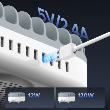 Inteligentna nakladalna postaja DUK-10P-V1 za 10x USB-A tablete - bela