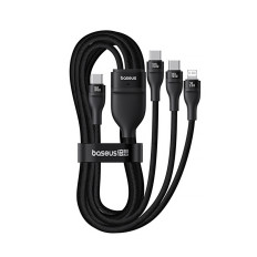 3In1 Kabelová kabelová kabelová řada 3 100W USB-C - 2x USB-C iPhone blesk 1.5m - černá