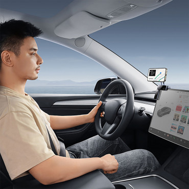 Magnetic car holder for the phone mounted on a display-gray