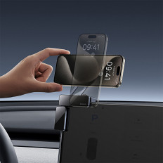 Magnetic car holder for the phone mounted on a display-gray