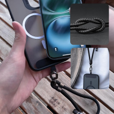 4in1 kabel wire lanyard USB-A / USB-C / iPhone Lightning PD QC 65W 1.5m - Svart
